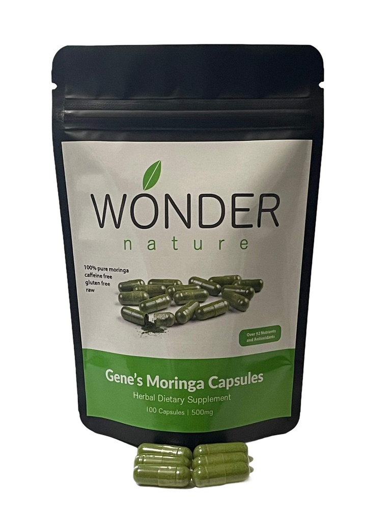 Gene's Moringa Fine Green Powder 100 Veg. Kapseln, hohe Potenz, Energie Fokus und Alarm, Immun Systym erhöhen