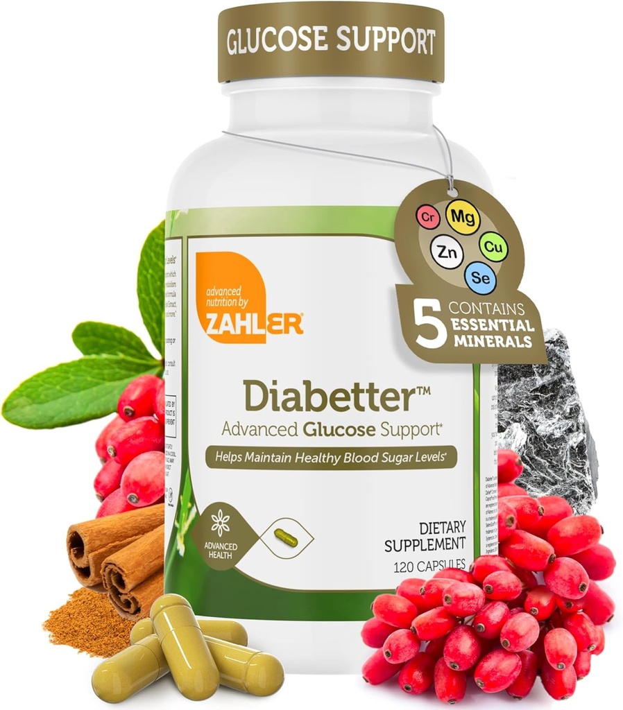 Zahler Diabetter, Advanced Glucose Support Supplement mit Zimt, Zertifizierter Kosher, 180 Kapseln