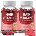Vitamines capillaires Supplément Gummies – Gummy plus rapide de croissance des cheveux 5000mcg Biotine, Acide folique, Vitamine C & E, Soutien cheveux plus forts et épais, peau, ongles, non-OGM, pour les hommes femmes, 60 baies parfumées
