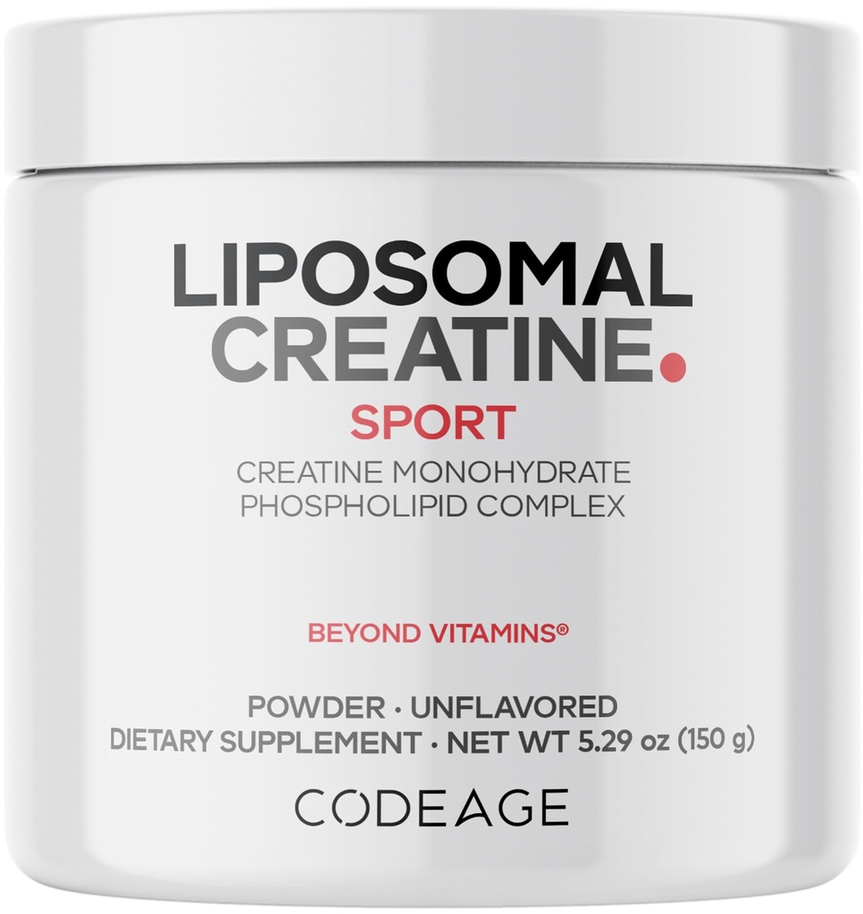 Codeage Liposomal Creatine Powder Supplement, Pure Creatine Monohydrate 5000mg, Pre Workout & Post Workouts - Unflavored Creatine, Micronized Creatine Powder - Creatinine for Sports - 30 Servings