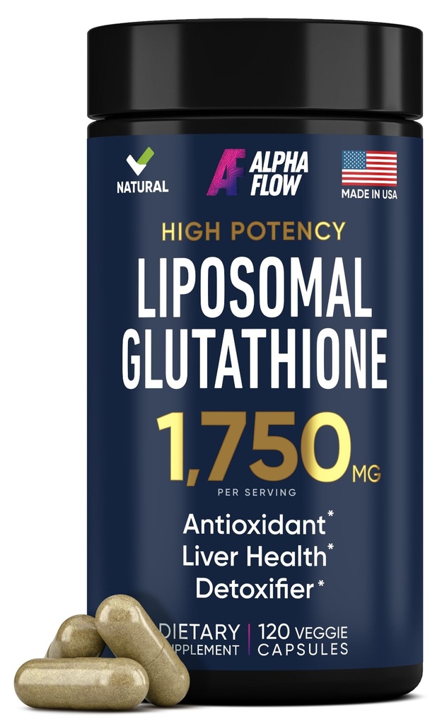 Liposomal Glutathione Supplemento 1000MG + 750MG- Glutathione Liposomico con VIT C + Phospholipid Antioxidant Complex - Liver Detox e Immune Support Supplement - 120 Caps - Powder&Liquid Alternative