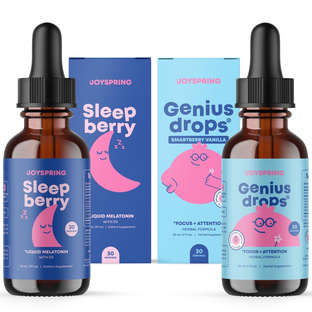 JoySpring SleepBerry Liquid Melatonin und Genius Tropfen Smartberry Vanilla für Kinder
