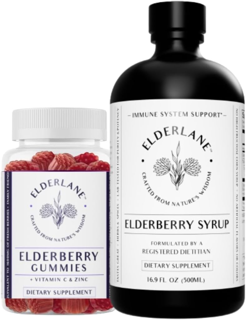 Syrup des Elderberry and Elderberry Gummies - Anciennement RD Naturals - Supplément de soutien immunitaire pour les adultes et les enfants - 16,9 Sirop d'Oz et 60ct Gummies