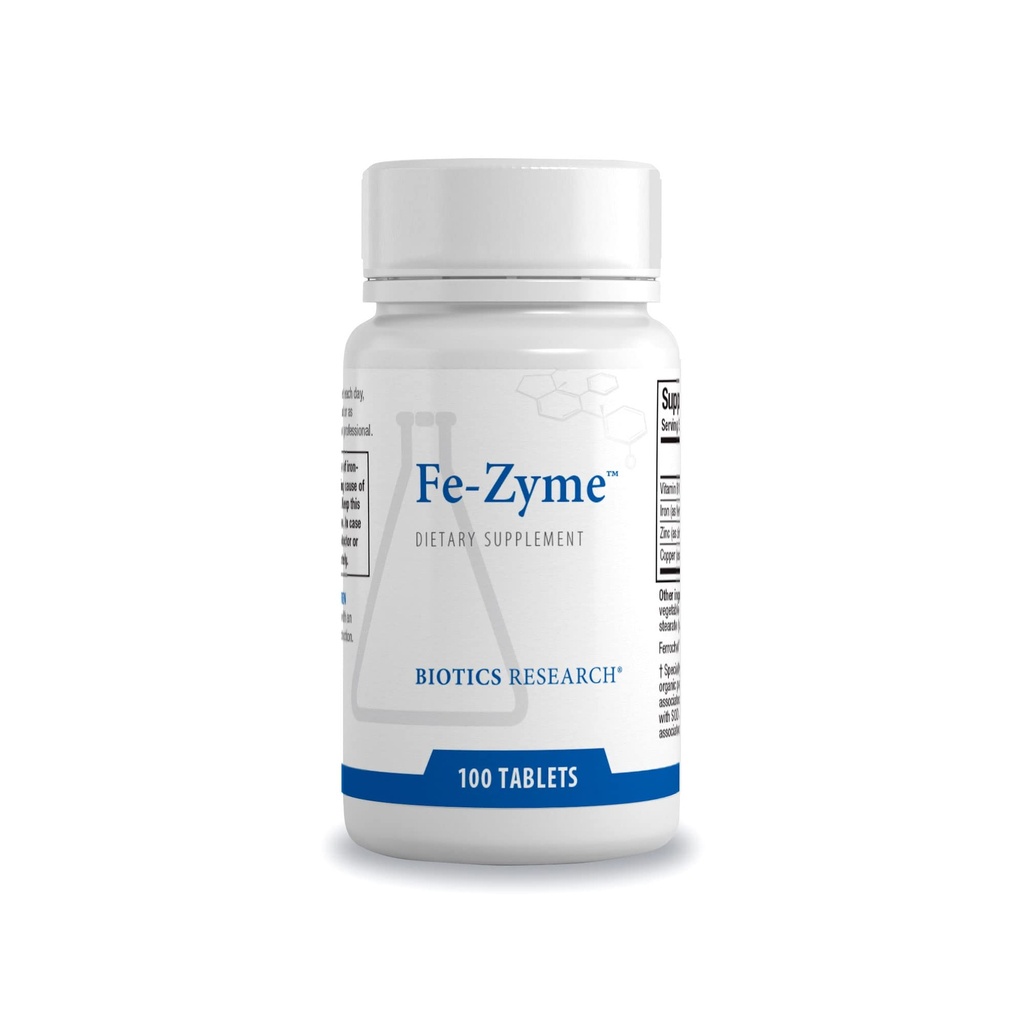 Biotics Research Fe-Zyme 25 Milligramm Eisen, Hinzugefügt Zink und Kupfer, unterstützt normale rote Blutzellenproduktion, gesunde Energie Levels 100 Tabletten