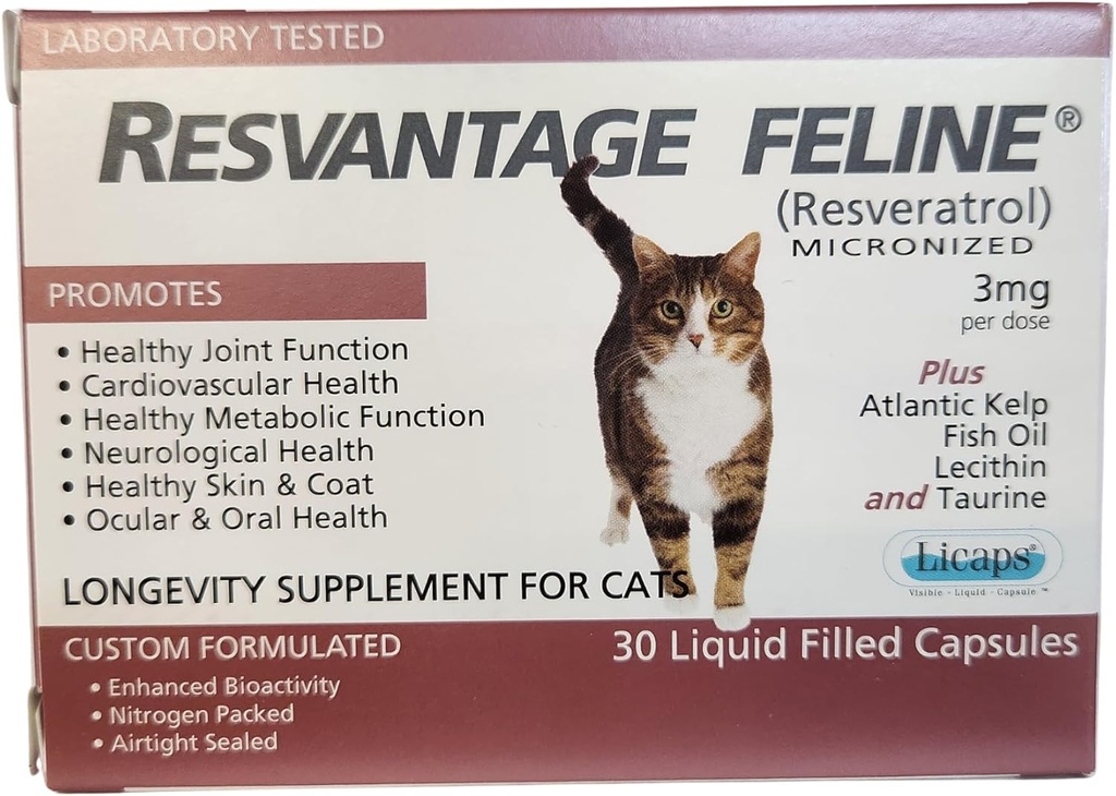 Feline - Resveratrol - Die Langlebigkeit Ergänzung für Katzen - 30 Kapseln
