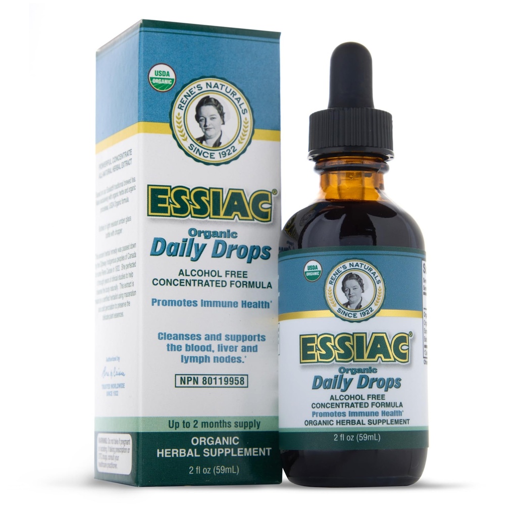 Essiac Original Tea USDA Organic Daily Drops for Enhanced Lymphatic Drainage and Immune Support | Alkoholfrei Konzentrat Formel | 2oz (59ml)