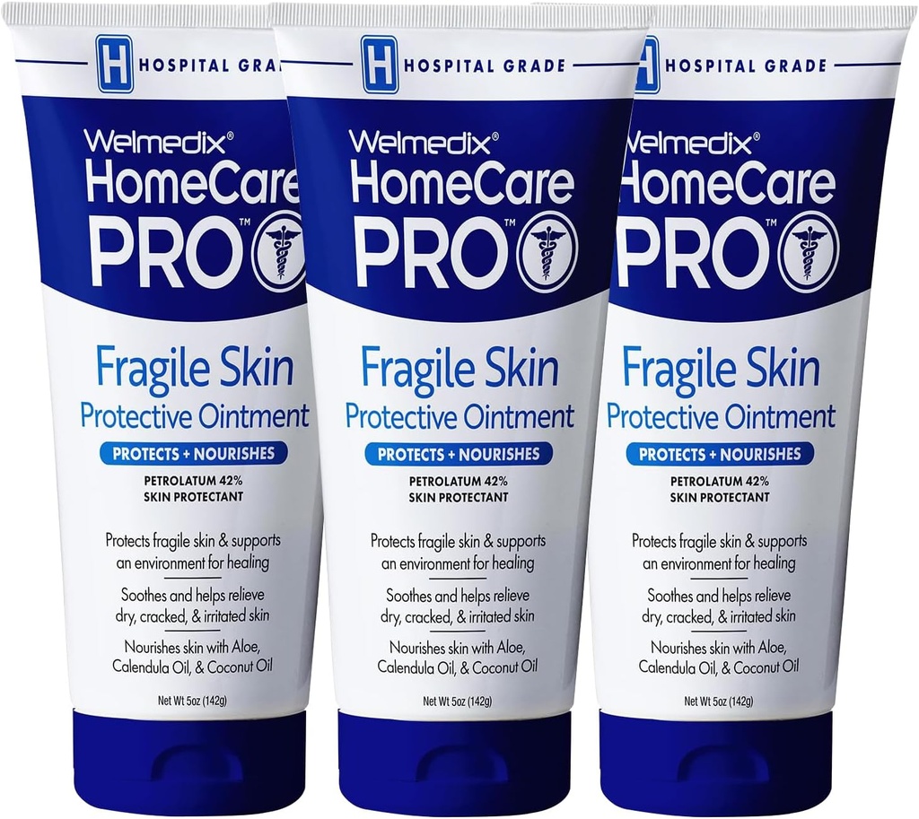 Welmedix Fragile Peau Protectrice Onguent de guérison Hôpital, Crème Barrière et Protection de la peau avec/Calendula pour le traitement de l'eczéma, du psoriasis, dermatite, des plaies de lit, du chafing (paquet de 3)