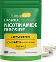 NAD Ergänzung - Liposomal Nicotinamid Riboside 900mg, Resveratrol, Quercetin - Hohe Reinheit NAD Ergänzung für Energie, Unterstützung Cellular Health, Stamina & Gesundes Altern - Ultra Strength 80 Kapseln