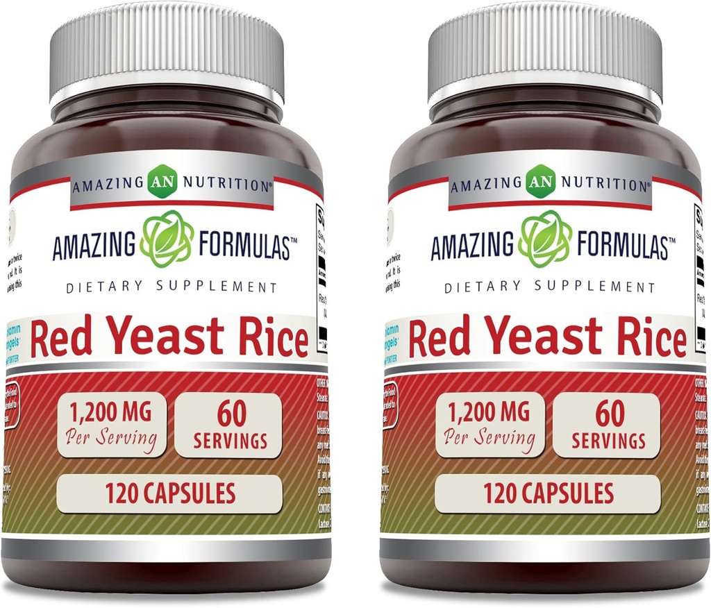 Formules étonnantes Riz de levure rouge 1200mg par supplément de capsules de service