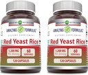 Formules étonnantes Riz de levure rouge 1200mg par supplément de capsules de service