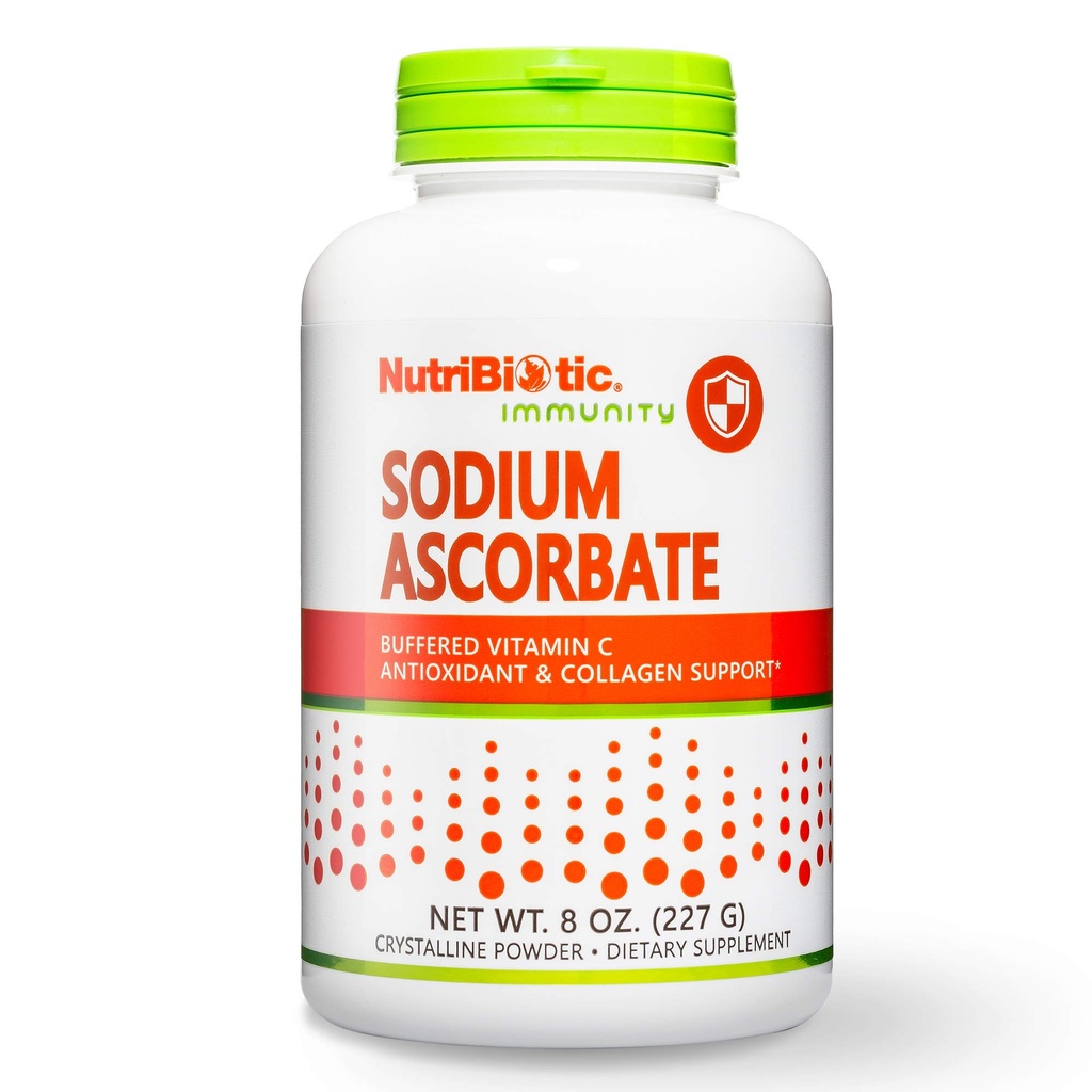 NutriBiotique - Poudre de vitamine C tamponnée d'ascorbate de sodium, 8 oz, végétalien, non acide et plus facile à digérer que l'acide ascorbique