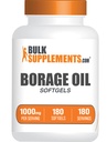 BulkSupplements.com Borage Oil Softgels - Gamma Linolenic Acid Supplement, Borage Oil Supplements, Borage Oil 1000mg - Glutenfrei, 1 Softgel pro Servierung, 180 Zähler (Pack von 1)