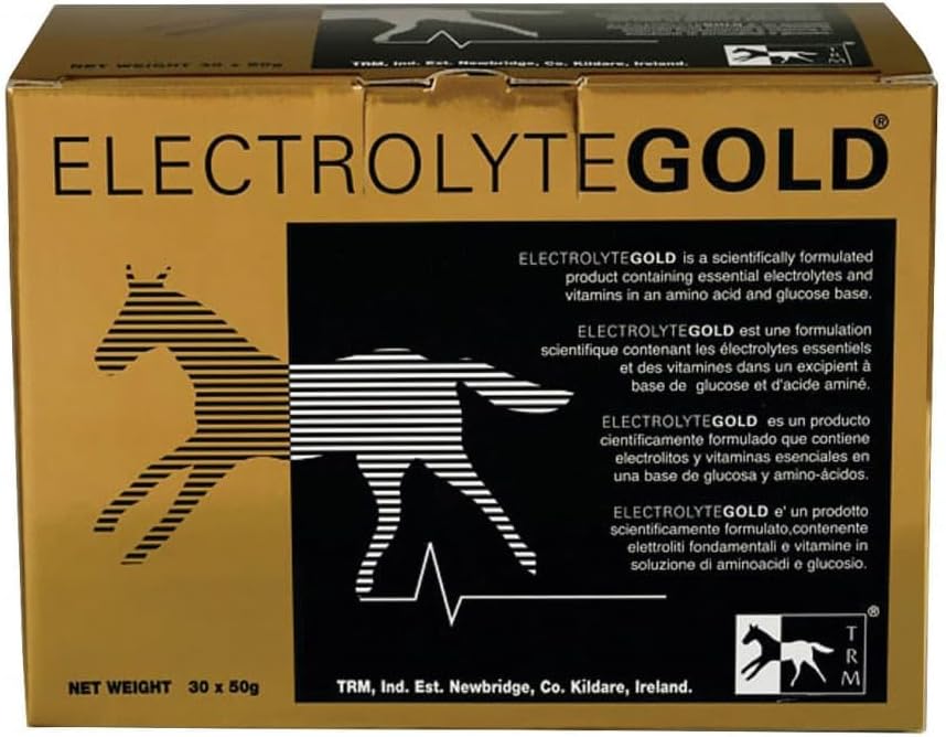 TRM Electrolyte Gold Performance Feed Supplemento per il rifornimento di elettrolita | Combats Fatigue | Contiene vitamine C & E - 30 Qty x 1.76 oz (30 Qty x 50g) - 30 Qty x 1.76 oz
