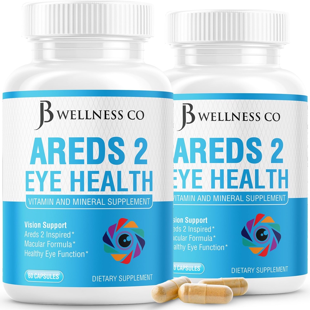 JB Wellness AREDS 2 Eye Vitamin & Mineral Supplement, Enthält Lutein, Vitamin C, Zeaxanthin, Zink & Vitamin Enhance Vision Supplement - 120 Count