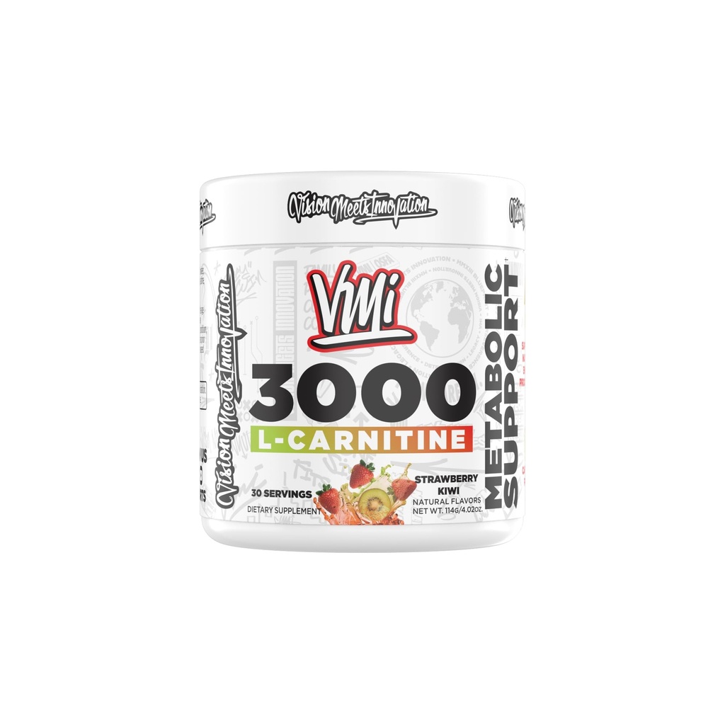 VMI Sports L-Carnitine 3000 Polvere | 3000 mg L-Carnitina | Metabolic Support Massimo Assorbimento Formula | Grande Gusto per Uomini e Donne | 30 Serve (30 Serve, Fragola Kiwi)