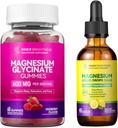 Magnesium Glycinate|Gummies für Erwachsene, Schlaf, Entspannung & Fokus, Mischbeeren Geschmack & Flüssigkeit mit Magnesium Citrat & Taurate, Zitronengeschmack