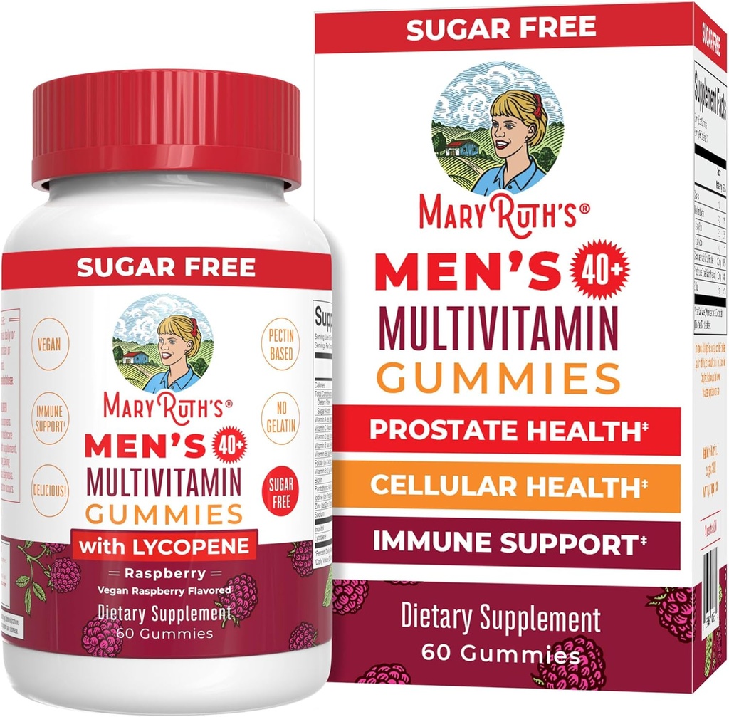 MaryRuth Organics Multivitamin für Männer 40+ | Sugar Free | Vegan Mens Vitamine | Immununterstützung Tägliche Männer Multivitamin | Gummy Vitamine für Männer | 60 Zähler