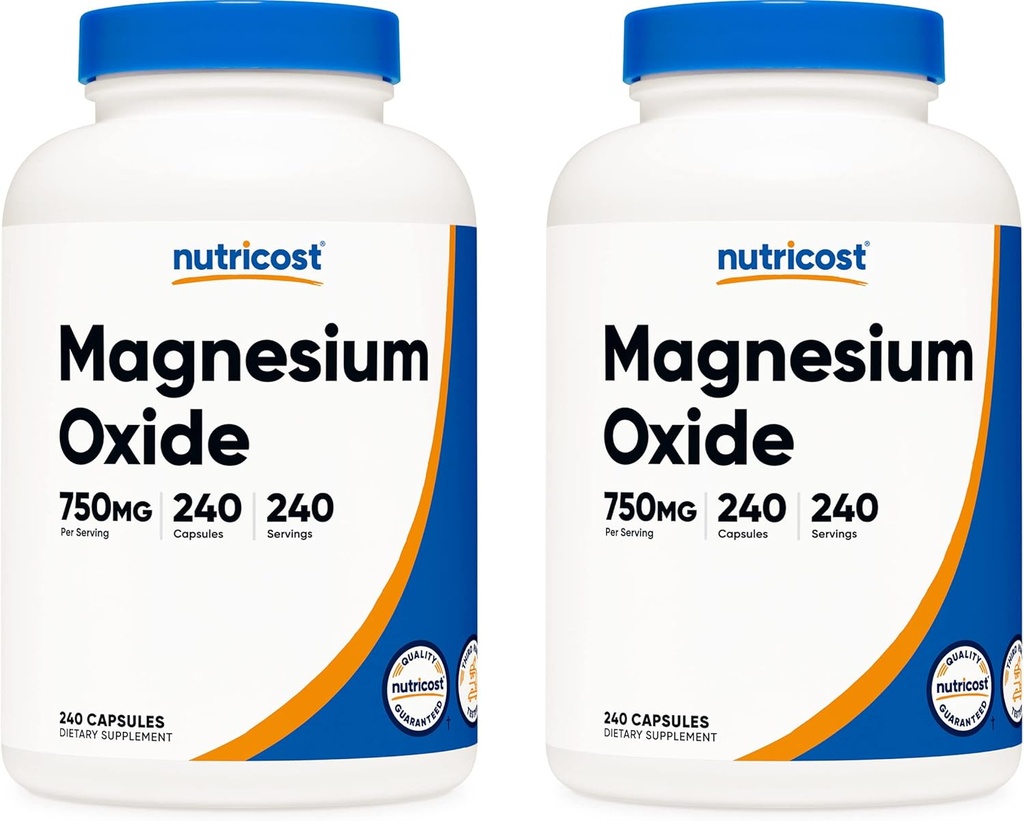 Nutricost Magnesiumoxid 750mg, 240 Kapseln (2 Flaschen)