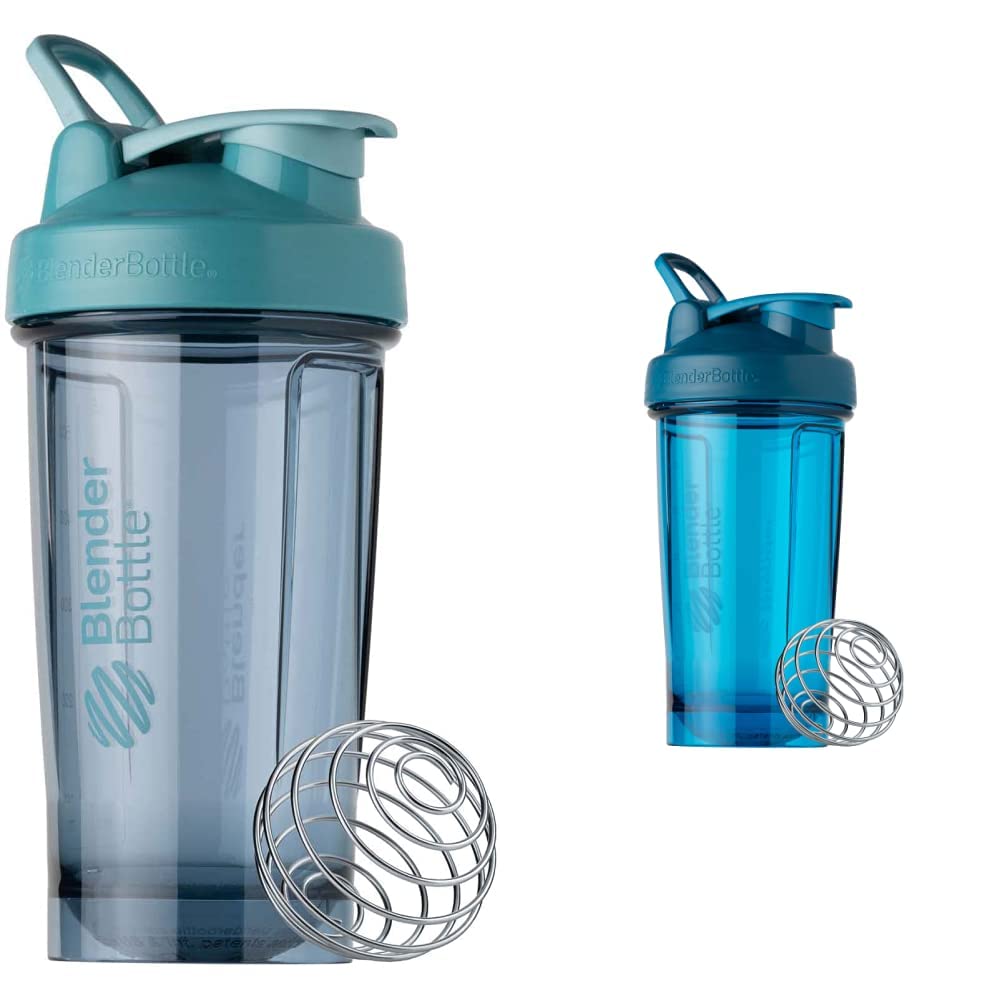 BlenderBottle Shaker Bouteille Pro Série Parfaite pour les shakes protéiques et préentraînement, 24-Ounce, bleu Cerulean et bleu Océan