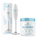 WONDERCOW Bovine Colostrum Pulver Ergänzung für Gut Gesundheit, Immununterstützung, Muskel Erholung & Wellness Unflavored + Milch Frother High Powered Hand Mixer