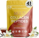 Proteine viventi sane - Peptidi multi collagene idrolizzati Tipi di polvere I, II, III, V & X - Grass Fed Bovine, Wild Caught Marine, Free Range Chicken - Gluten Free (Vanilla, 16 oz)