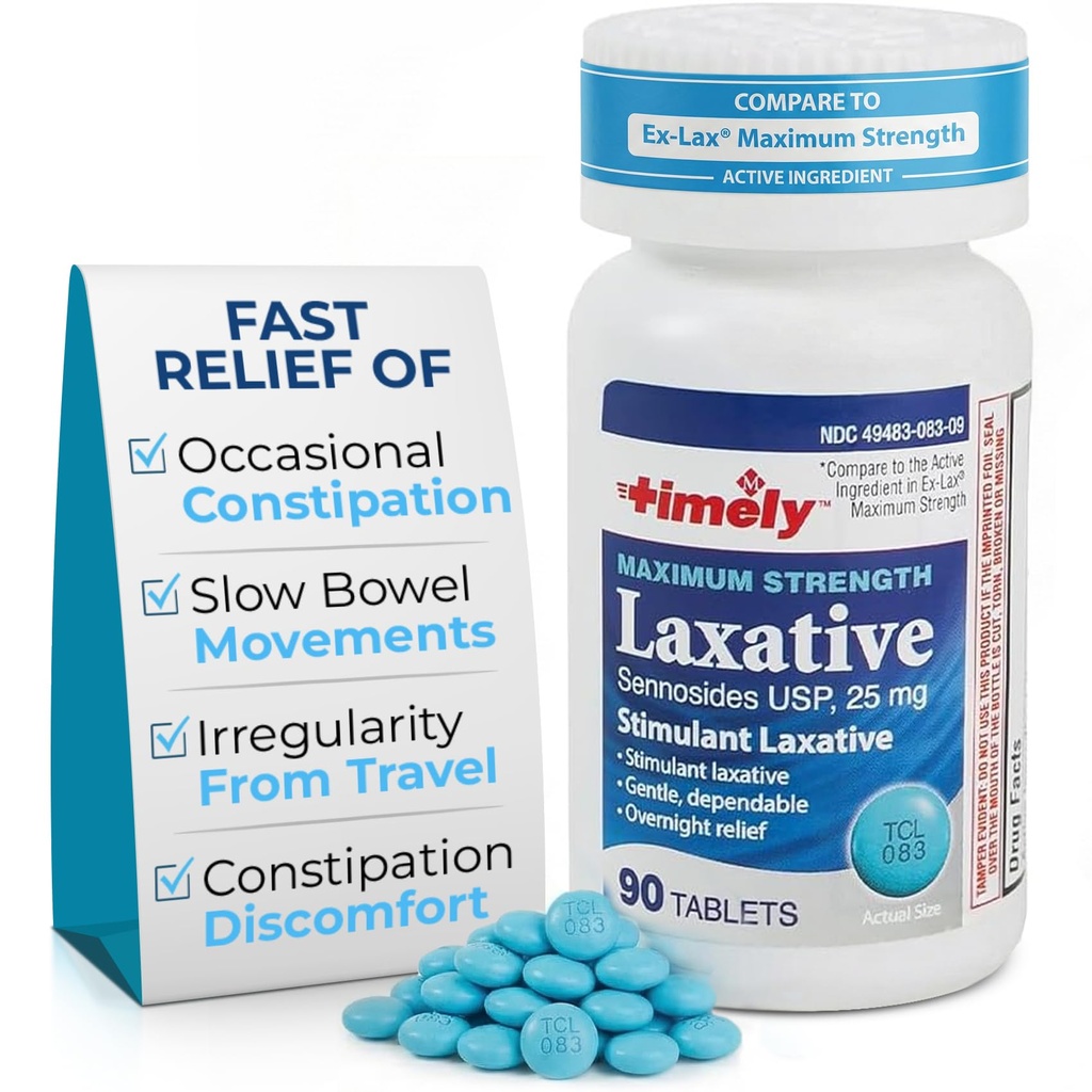 TIME-CAP LABS, INC. Zeitweise - Max Laxatives - 90 Maximum Strength Tablets - 25mg Sennosides Laxative - Occasional Constipation Relief, Best Laxatives for Constipation Fast Acting