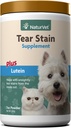 NaturVet – Tear Stain Plus Lutein | Elimina le macchie di Tear Onesightly | potenziate con estratto di mirtillo, Ascorbate di calcio e radice dell'uva dell'Oregon | per cani e gatti | Polvere di 200 grammi
