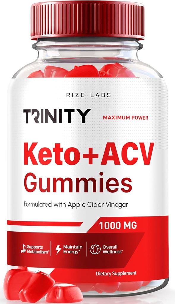 rize labs - Trinity Keto+ACV Gummies per la perdita di peso avanzata, Tutti Natural Apple Sider Vinegar Supplement, 500 mg (60 Gummies)