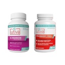 20% Bundle Utiva Cranberry PACs 30 Vegi Capsules Cranberry Supplemento per la salute del tratto urinario per le donne e gli uomini + Utiva D-Mannose 500mg 120 Capsule Naturally Flush La vescica e il tratto urinario