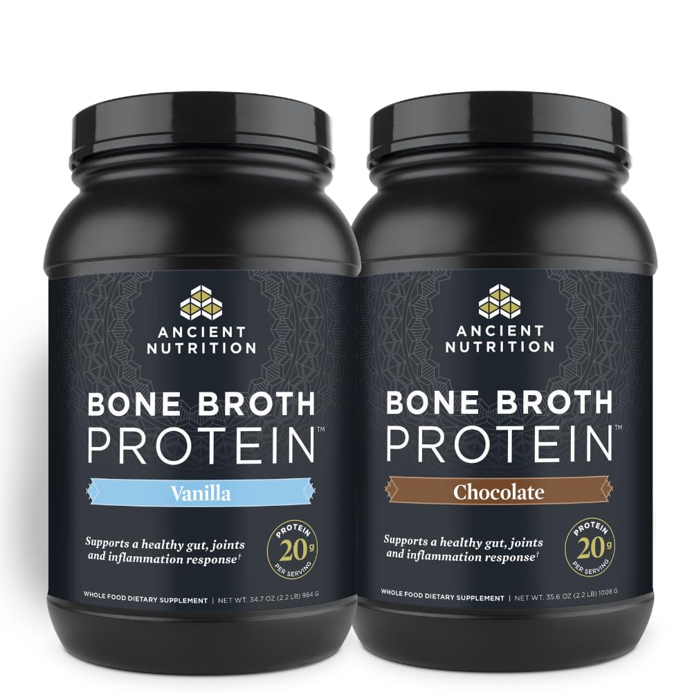 Antike Ernährung Knochen Broth Protein Pulver, Schokolade, 40 Servierungen + Knochen Broth Protein Pulver, Vanille, 40 Servierungen