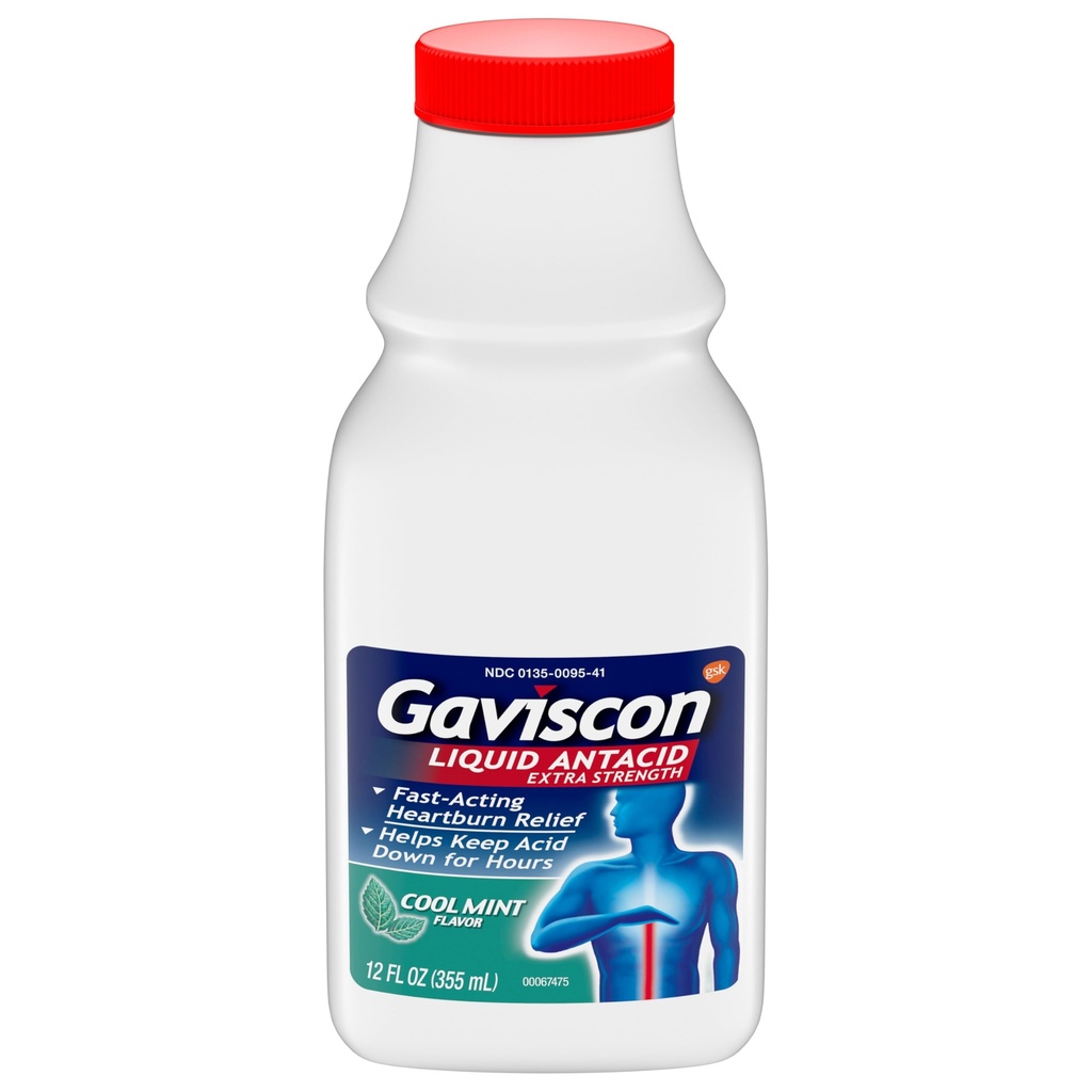 Gaviscon Extra Strength Cool Mint flüssige Antacid für schnell wirkendes Sodbrennen Relief, 12 Unzen