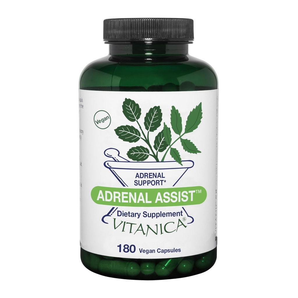 Vitanica Adrénal Assist, support adrénal, végétalien, 180 comte