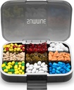 Large Pill Organizer, 9 scomparti Portable Travel Pill Box Case Moisture Proof, XL Pill Container Holder per Vitamine, Cod Liver Oil, Integratori, Farmaci (nero)