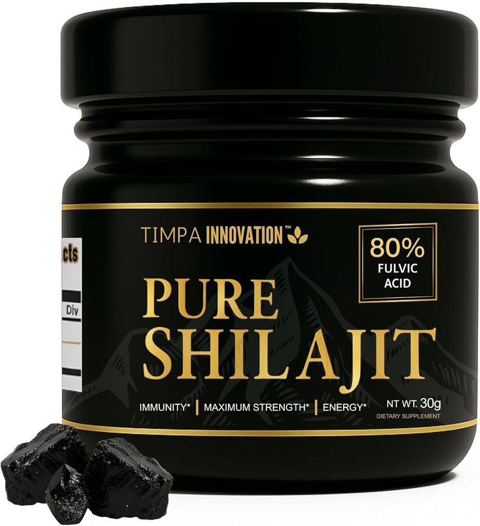 Authentic Himalayan Shilajit Resin, Chilajil para Hombre 100 Original, 100% Pure Gold Grade Shilajit, mit 85+ Trace Minerals und 80% Fulvic Acid, für Männer und Frauen 30g 50 Servierungen