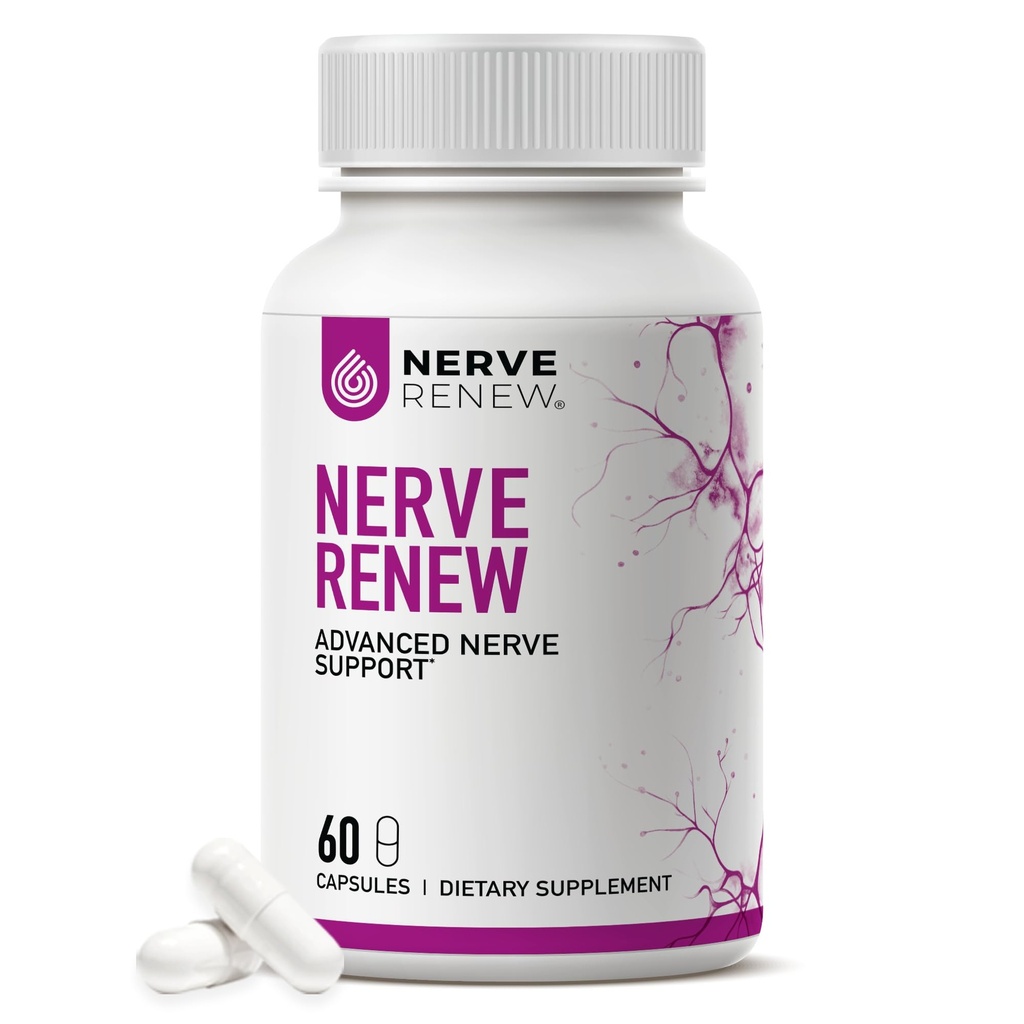 NERVE RENEW Advanced Nerve Support Supplement - 300mg Stabilized R-Alpha Lipoic Acid, Vitamin B Complex, Benfotiamine, Herbs for Fast-Acting Support - 60 ct