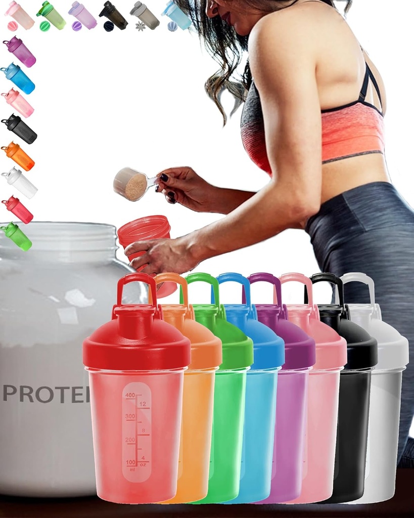 EBAT 16 pezzi Set Colorful AntiDropBPAFREELeakProofProtein Shaker Confezione da bottiglia w. Whisk Ball & ErgononomicDesign &, 8 Unique Color Value Pack (Vedi foto) per uomo/donna /