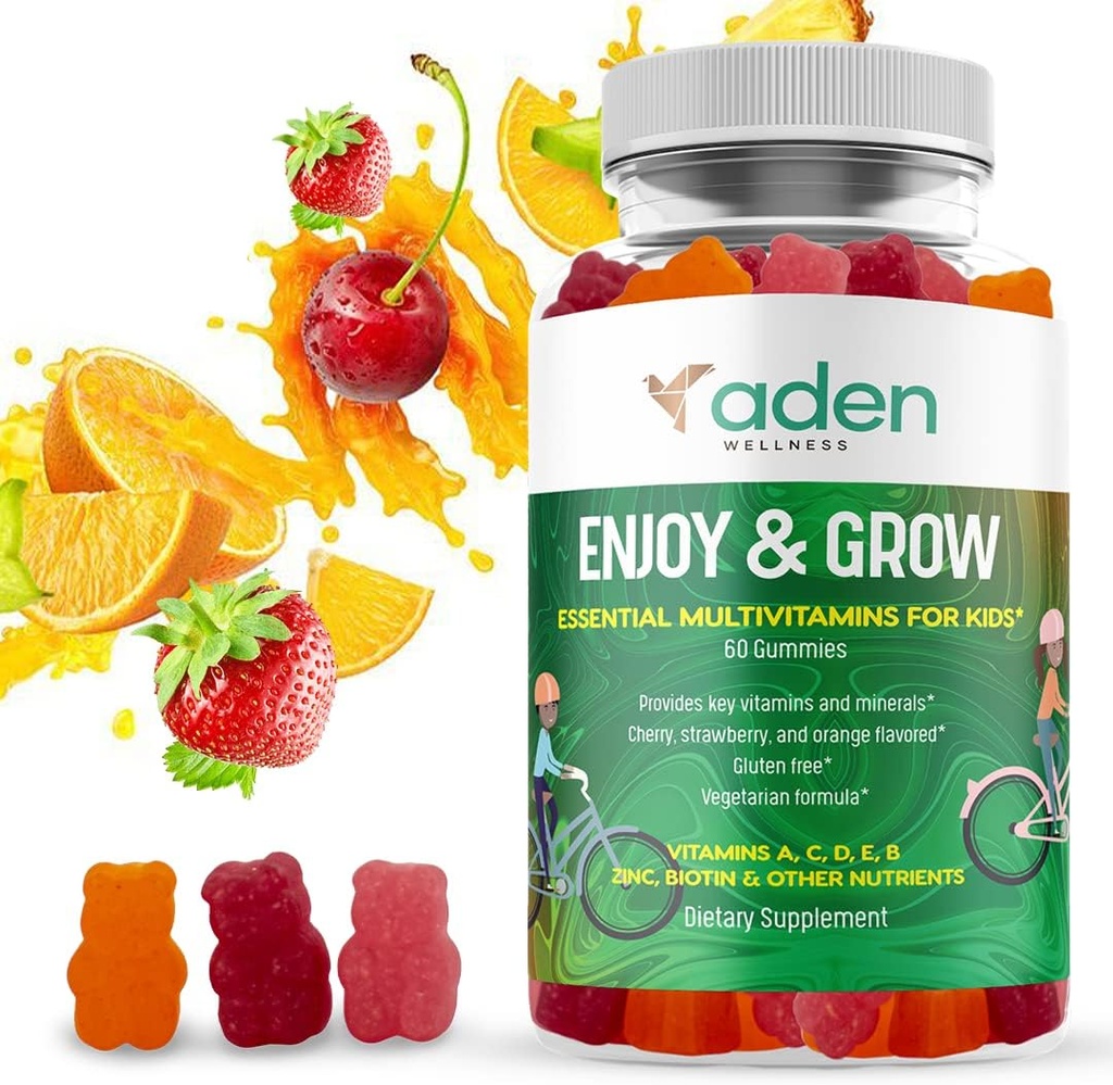 Gommies multi-B de vitamines pour enfants - avec complexe B6 B12 B9 (Flate) B7 (Biotine) B5 (acide pantothénique), A, C, D, E, Zinc, Iodine, Inositol – Énergie, système nerveux, soutien immunitaire