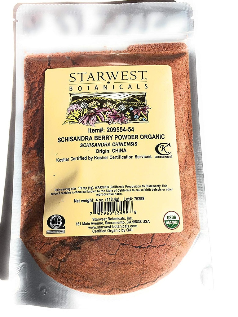 Schisandra Berry poudre biologique 4 oz StarWest botaniques