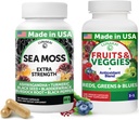 Lunakai USA Made Superfood Fruits & Veggies Supplement & Irish Sea Moss Bundle mit 4 Blends, Black Seed Oil & Ashwagandha für Immun- & Wellness-Unterstützung