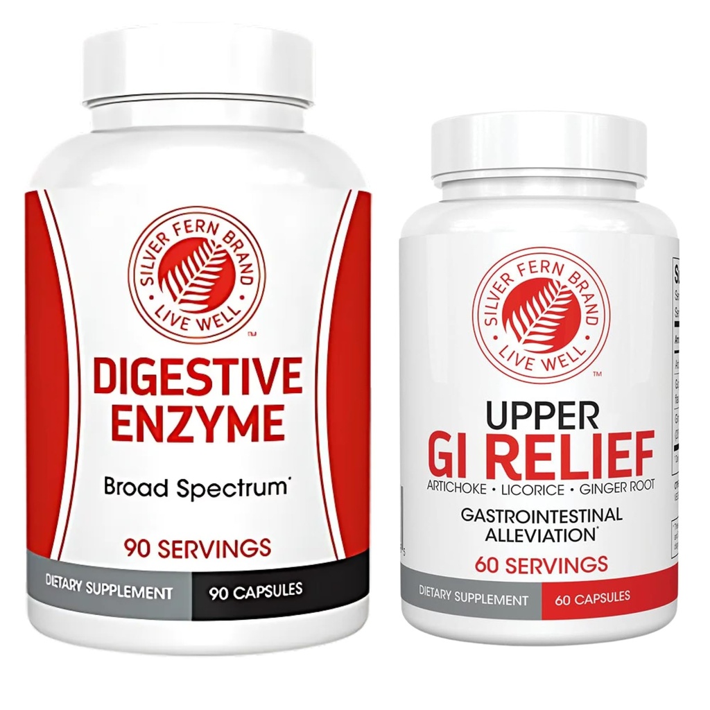 Silver Fern Brand - Oberes und unteres GI Verdauungshilfe-Kit - GI Relief und Verdauungsenzyme Bundle