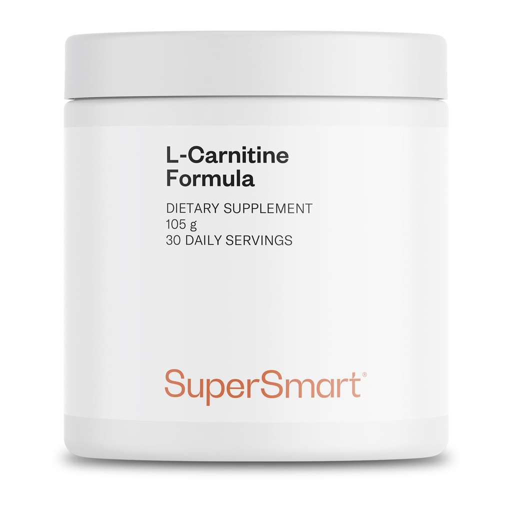 Supersmart - Formule L-Carnitine (arôme de citron naturel) - 2-en-1 avec poudre de tartrate d'acétyle L-Carnitine et de L-Carnitine - Supplément complexe d'acides aminés - Non-OGM et sans gluten - 105 g