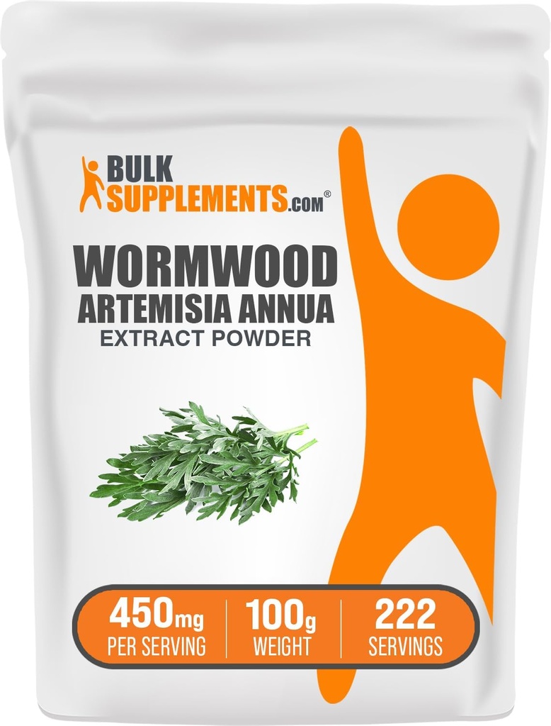 BulkSupplements.com Wormwood Extract Powder - Artemisia Annua Fonte di Sweet Wormwood Leaves, Herbal Supplement - Gluten Free, 450mg per Serving, 100g (3.5 oz) (Pack of 1)