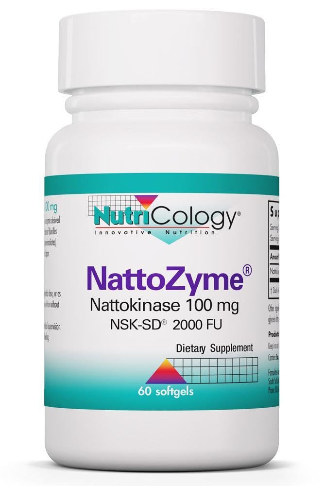 Nutricology NattoZyme - Nattokinase Supplement NSK-SD 2000 FU, 100mg, für Männer und Frauen, Allergiker, Formel für Herzunterstützung - 60 Vegetarische Softgele