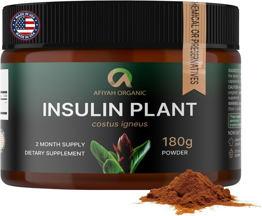 Premium Quality Costus Igneus (Insulinpflanze) Pulver - Kein schlechter Geschmack (2 Monate Versorgung) - Made in the USA - inklusive Kompletter Gesundheitsunterstützungsprogramm