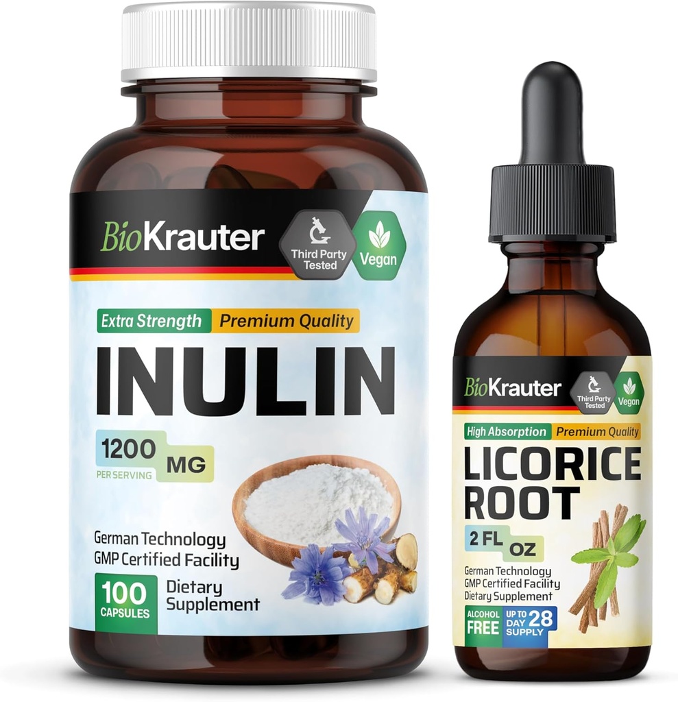 BIO KRAUTER Inulin 100 Kapseln & Licorice Wurzel Tinktur 2 Fl. Oz.