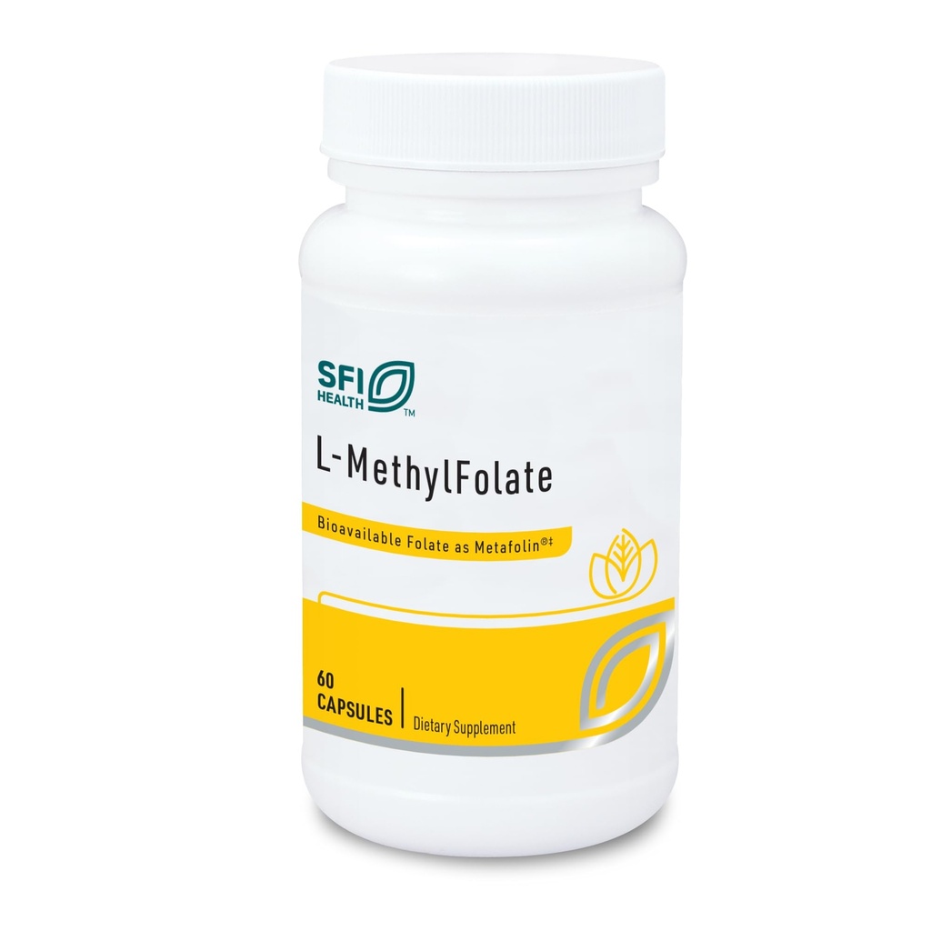 Klaire Labs SFI Health L-Methylfolate - 1000 mcg Folate altamente biodisponibile, Ipoallergenico 1000 microgrammi (1 Milligram) Metafolin L-5-MTHF (60 capsule)