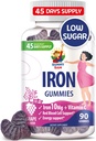 SUNNY SAM Eisengummis für Kinder & Erwachsene - Eisen Vitamine mit Vitamin C, 10mg pro Servierung - Kaubare Fruchtgummi für Immununterstützung Rote Blutzellenproduktion