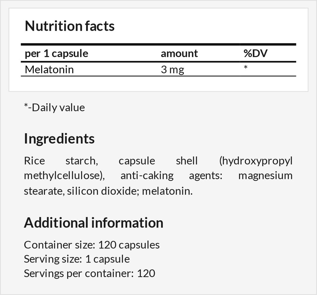 Melatonina 3mg 120 caps.