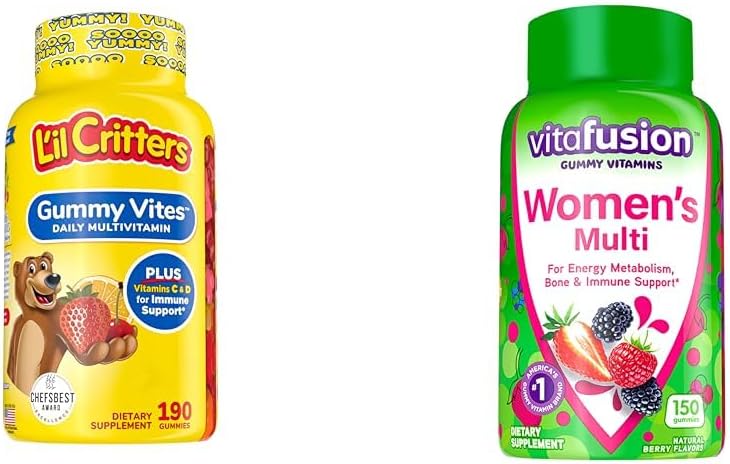 L’il Critters Gummy Vites Daily Gummy Multivitamin per bambini & Vitafusion Womens Multivitamin Gummies